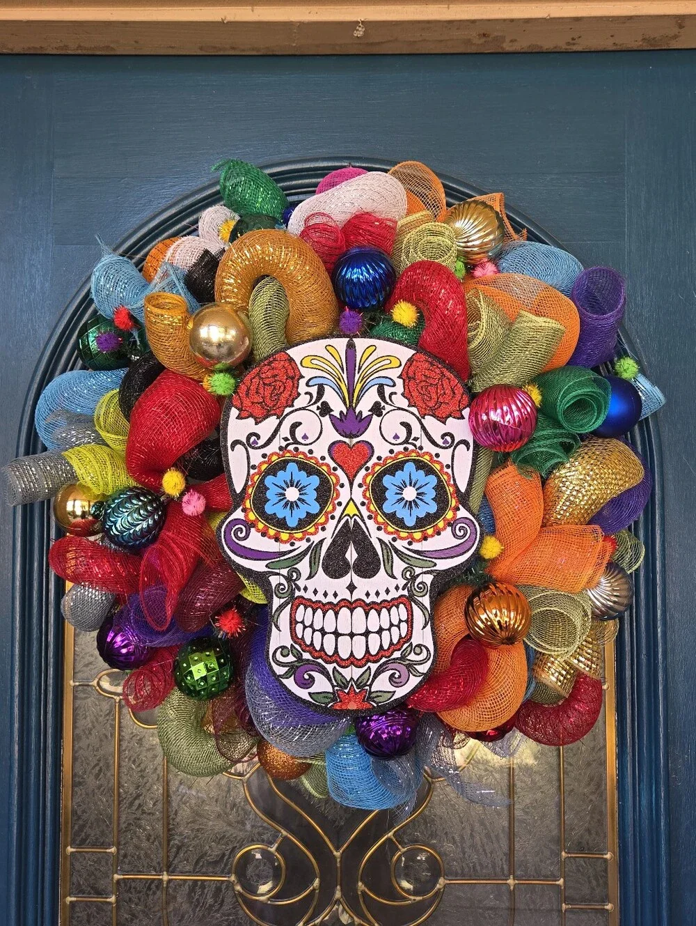 Sugar Skull Multicolored Día de los Muertos Wreath